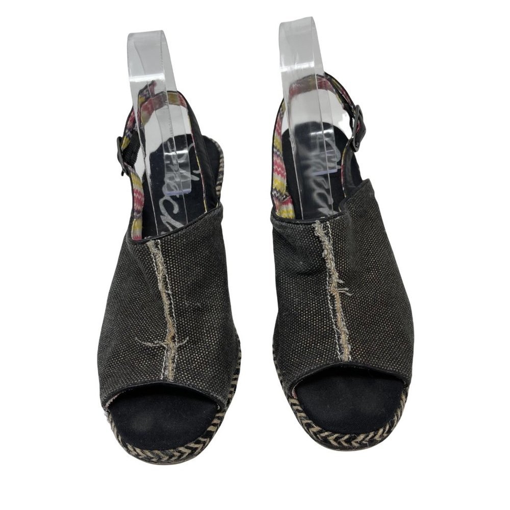 Skechers Cali Club Black Wedge Sandal Espadrille Size 9